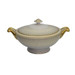 Vintage Meito Fine China Covered Vegetable Dish Gold Trim Floral Interior Design